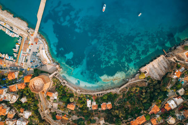 Alanya Castle in Antalya district, Turkey Aerial view of Alanya alanya stock pictures, royalty-free photos & images
