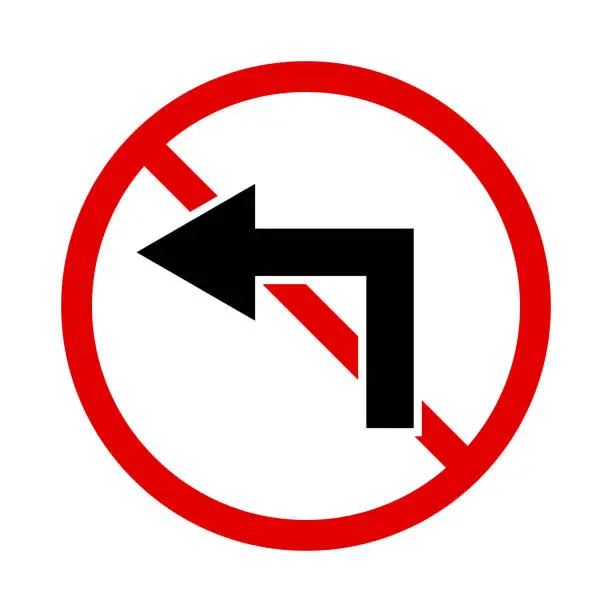 Vector illustration of No left turn road sign. Vector.