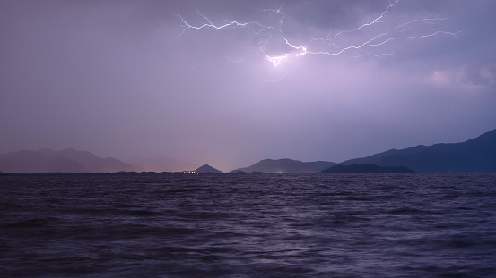 lightning over lake