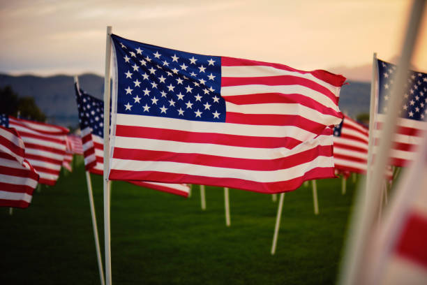 istock Large Group of American Flags 1674455085