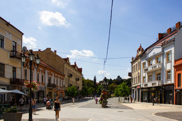 Uzhhorod, Ukraine - August 24, 2023: Ancient street in Uzhhorod, Ukraine
