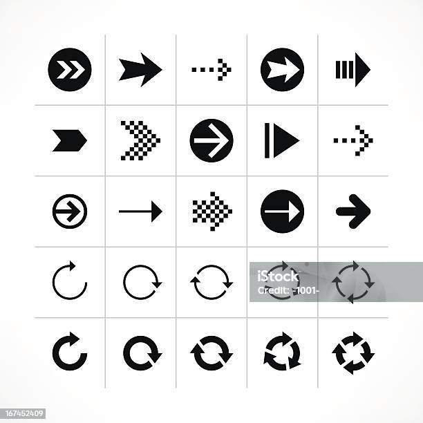 Freccia Pulsante Nero Web Semplice Icona Pittogramma Di Direzione - Immagini vettoriali stock e altre immagini di Bianco