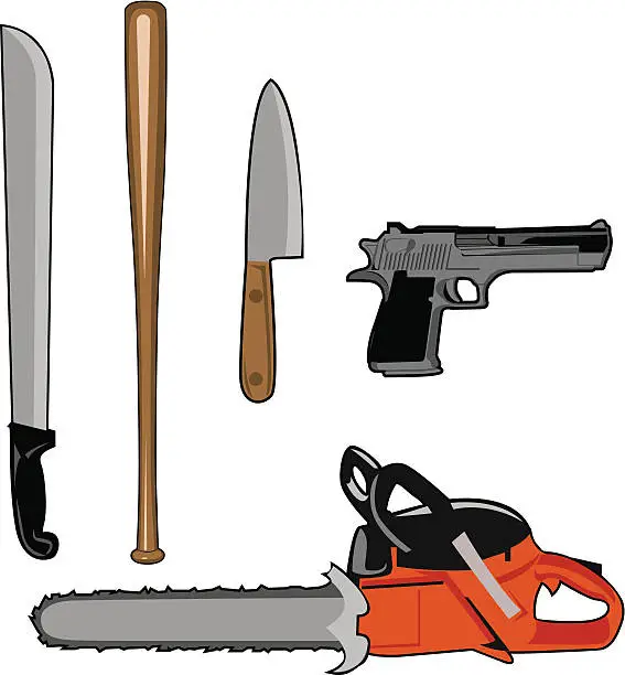 Vector illustration of Various vector weapons