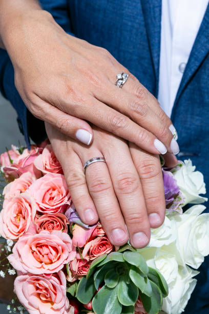 istock Newly Wed Couple; Hands With Wedding Rings. 1674528494