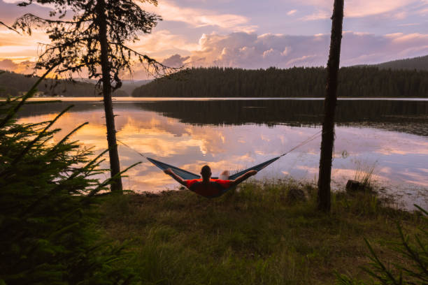 istock Young man relaxing in a hammock 1674531963