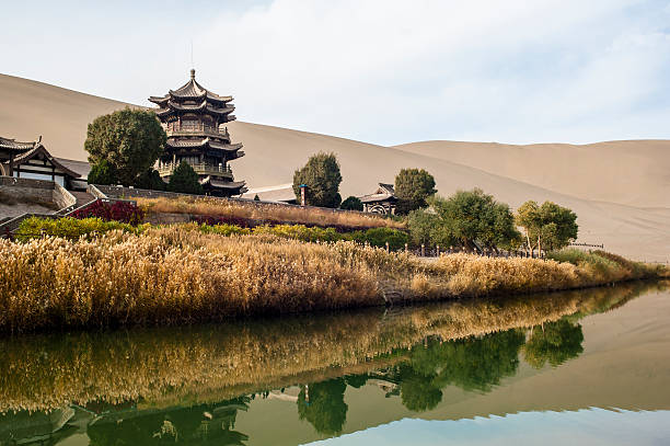 istock Crescent Spring and Mingyue Pavilion in the morning, 167453667