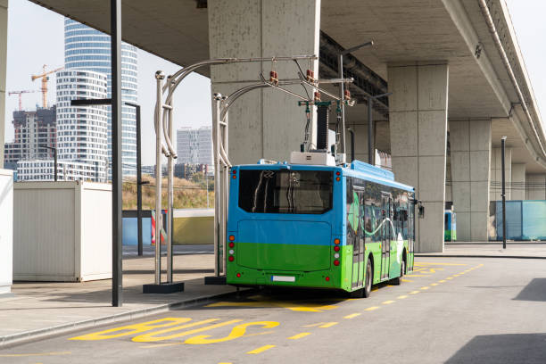 istock Electric bus charging  at the charging pantograph. 1674537514