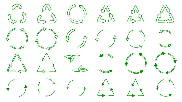 ilustrações de stock, clip art, desenhos animados e ícones de icon collection with zero emission symbol concept. greenhouse gas carbon credit design set. recycle protect ecological green vector. carbon net zero neutral natural. renewable carbon footprint art - footprint carbon environment global warming