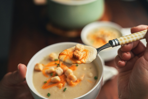 Creamy Cauliflower Soup with Vegan Bellalodi Cheese