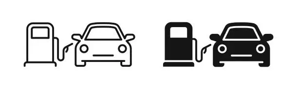 Vector illustration of Gas station. Fuel vector icon. Refueling station.