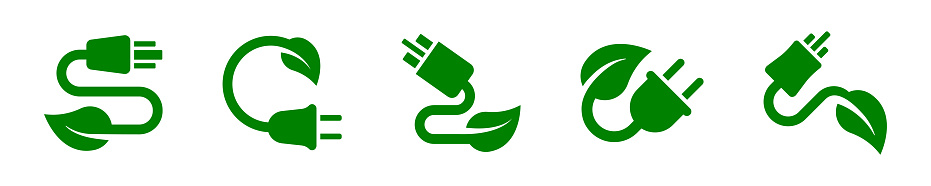 Plug with leaf vector icons. Eco plug icons. Green energy. EPS 10