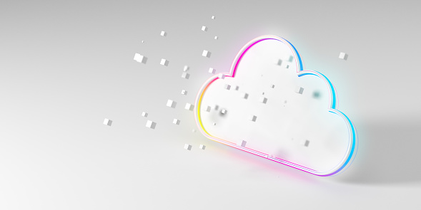 Modern cloud solution background on light grey background