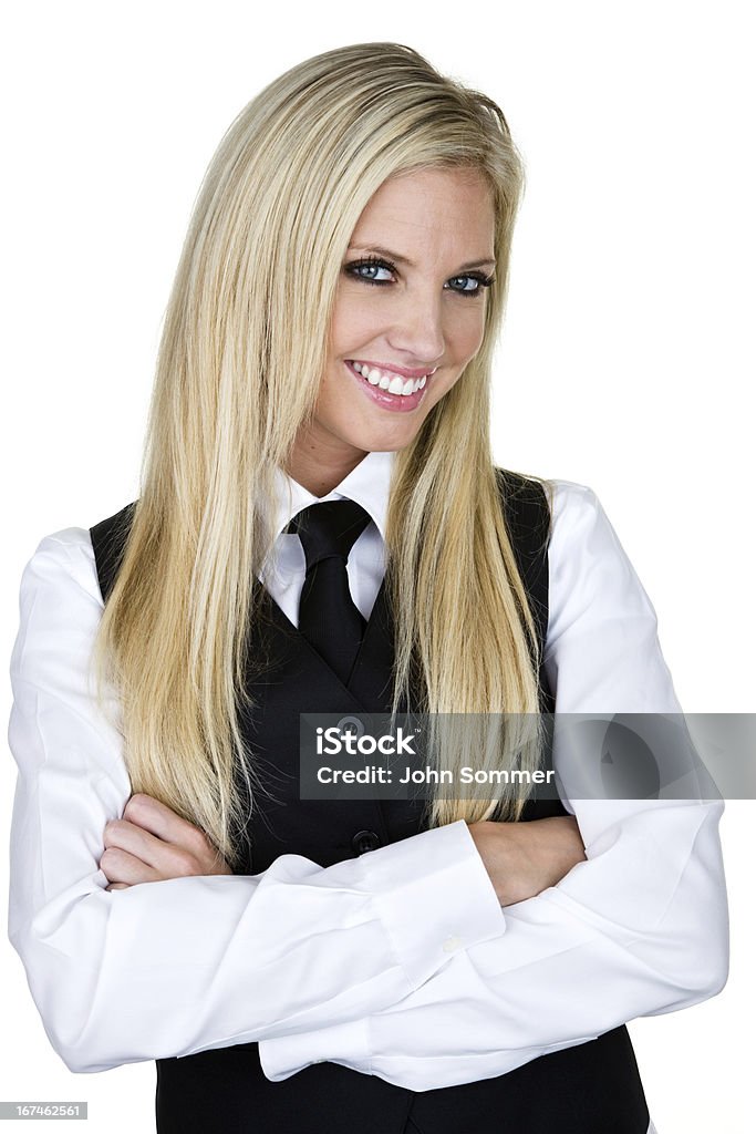 Entusiástico Empregada de Mesa ou Empregado de Bar - Royalty-free Colete Foto de stock