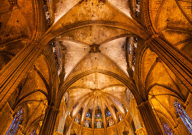 istock Stone Columns Arches Gothic Catholic Barcelona Cathedral Basilica Catalonia Spain 167462608