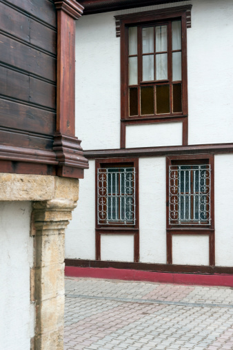 Old Turkish house exterior of traditional style in Thrace, Edirne-Turkey. 