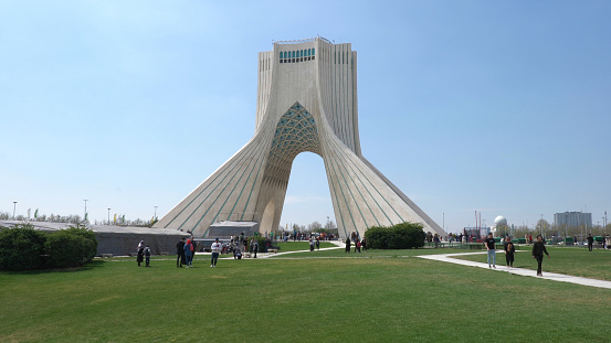 Azadi Tower at day time in Tehran, Iran on August, 17th 2023