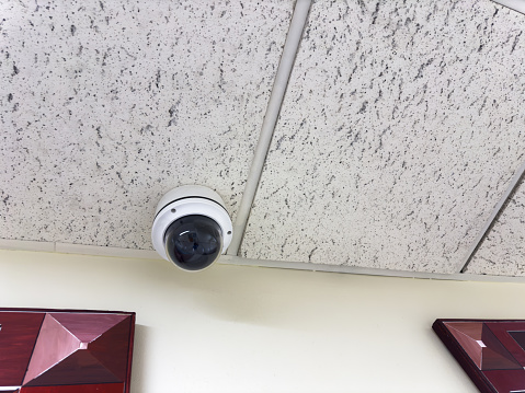 Security camera technology on urban street, ensuring public safety and surveillance