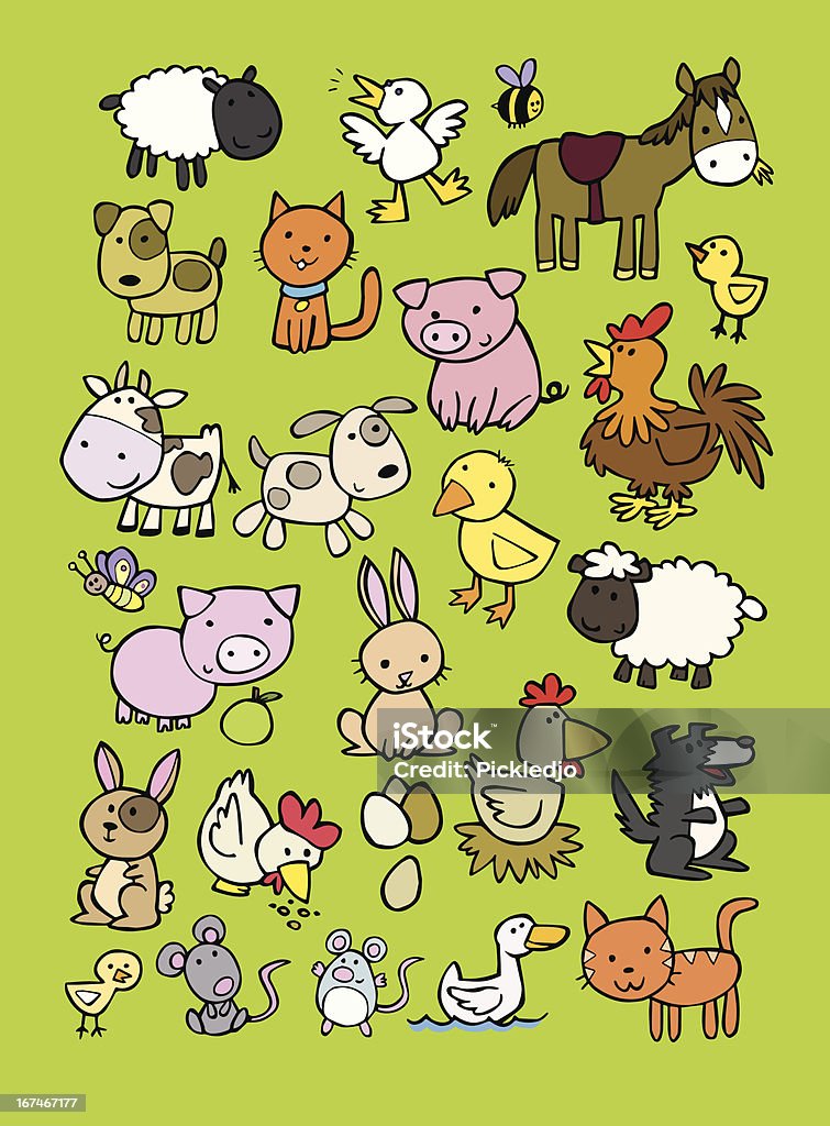 Vector Cartoon Set Of Farm Animals Stock Illustration - Download Image Now  - Dog, Bee, Mouse - Animal - iStock