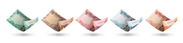 conjunto de billetes de rand sudafricano de diferente denominación. ilustración 3d - ten rand note fotografías e imágenes de stock