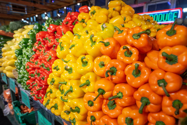 Colorful Bell Peppers for on display and for sale.