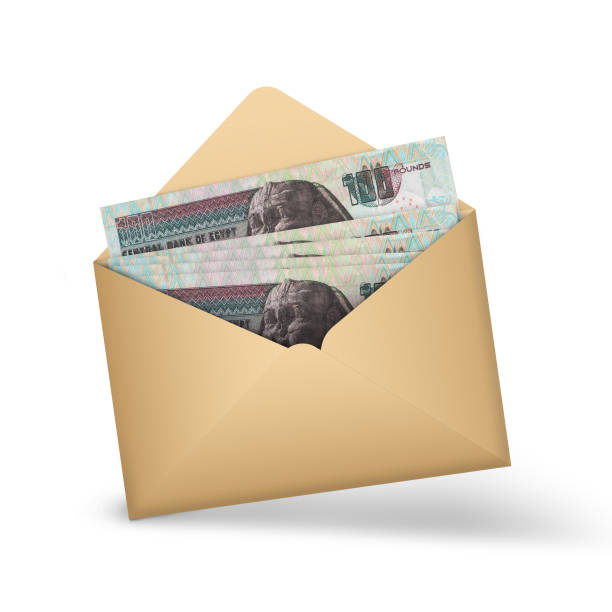 istock Egyptian pound notes inside an open brown envelope. 3D illustration of money in an open envelope 1674697326