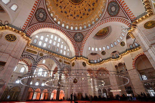 Istanbul, Turkey - October 16, 2022:   Suleymaniye Mosque (Süleymaniye Camii) is an Ottoman imperial mosque. Fatih, Istanbul