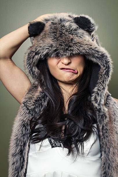 Young Woman Wearing Fur Hat stock photo