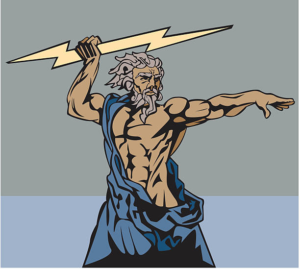 Zeus and Thunderbolt Zeus is about to wield his thunderbolt power. zeus stock illustrations