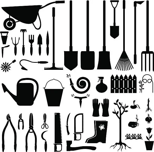 Vector illustration of Garden equipment set