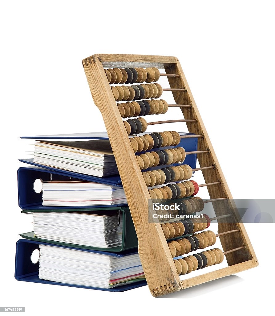 Mathematical calculator abacus with papers Old mathematical calculator abacus with bunch of papers Abacus Stock Photo
