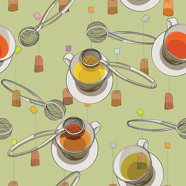 Vector illustration of Tea time pattern