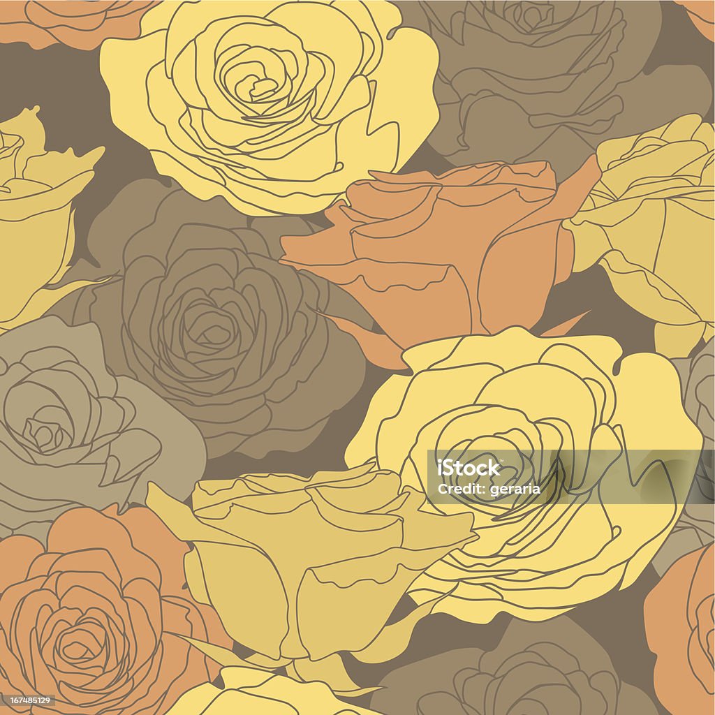 Motif sans couture avec des roses fleurs dans les couleurs marron - clipart vectoriel de Abstrait libre de droits