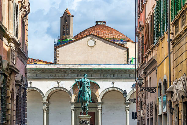 florence, santissima annunziata square - giambologna fotografías e imágenes de stock