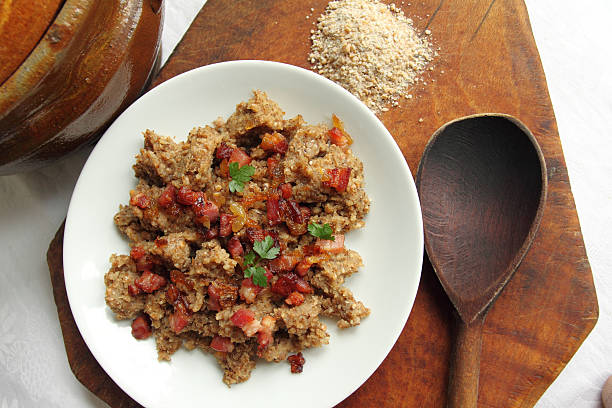 Polish regional dish. Dish of roasted wholemeal wheat flour and bacon. Polish regional cuisine. prazucha stock pictures, royalty-free photos & images