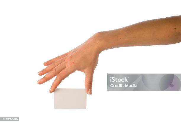 Foto de Cartão Em Branco Em Uma Mão e mais fotos de stock de Adulto - Adulto, Branco, Cartão de Felicitação