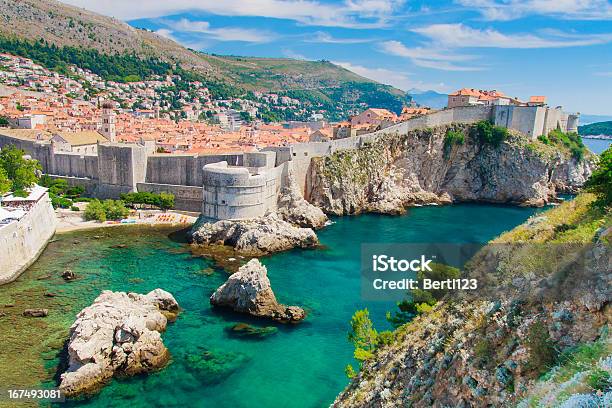 Dubrovnik In Croatia Scenic View On City Walls Stock Photo - Download Image Now - Dubrovnik, Croatia, Adriatic Sea