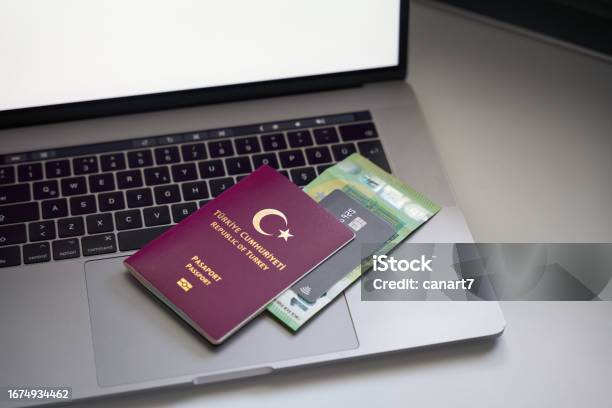 Turkish Passport Euro And Credit Card Europa Travel Planning Stock Photo - Download Image Now