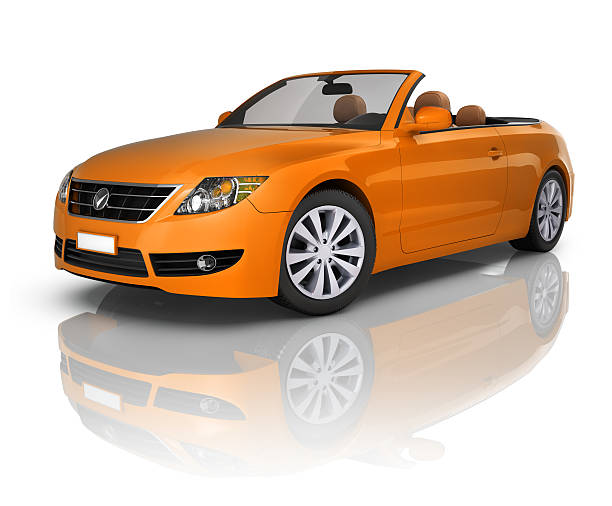 naranja convertible car - descapotable fotografías e imágenes de stock