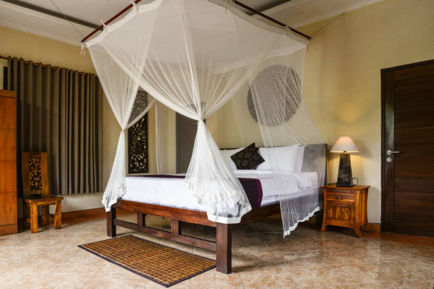 istock Cozy canopy bed in traditional balinese house 1675062835