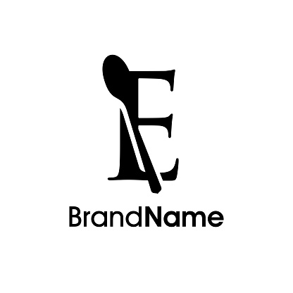 Simple, Modern and Elegant illustration logo design initial E combine with spoon. Logo recommended for business related Beverages, Restaurant, Cafe and Food.