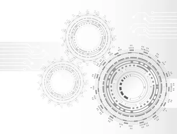 Vector illustration of Futuristic clean technology concept. gear wheel technology circuit board. white technology background. vector. illustration.