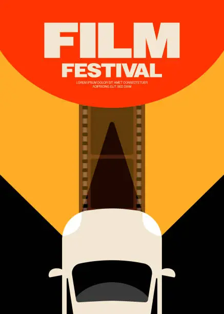 Vector illustration of Movie and film festival poster template design background modern vintage retro style