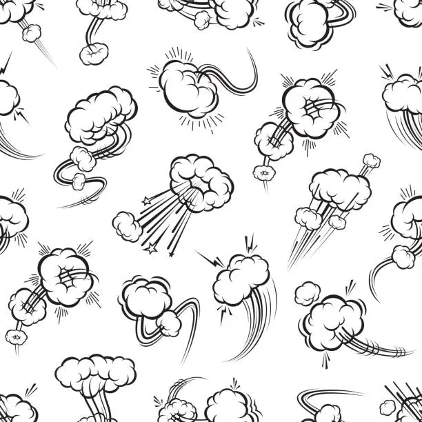 Vector illustration of Comic speed motion bubbles seamless pattern