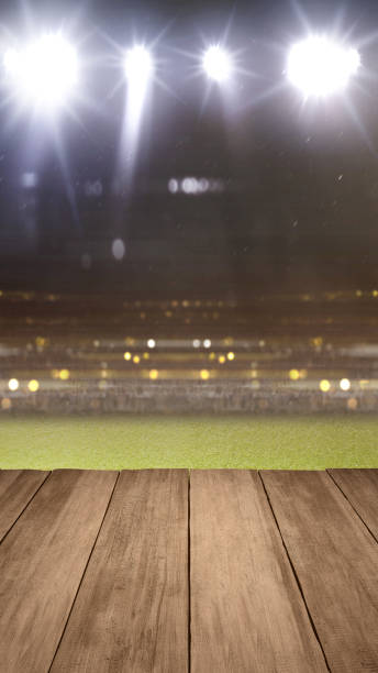 wooden table with a view of grass - north michigan avenue flash imagens e fotografias de stock