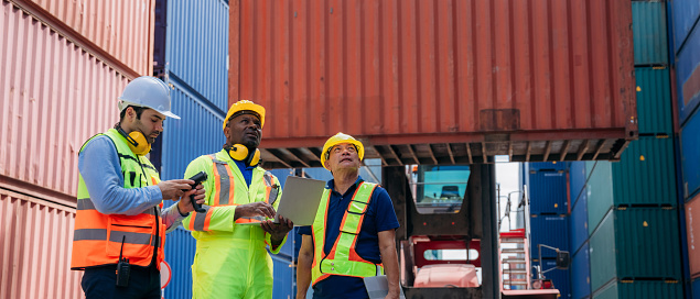 Checking Inventory Engineering Industrial Engineer Checking Inventory Or Task Details At Container ...