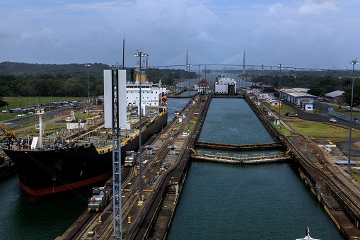 view of Panama Canal from above