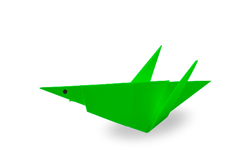 Origami Grasshopper isolated on white with clipping path.