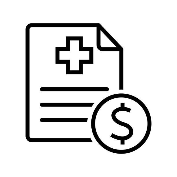 stockillustraties, clipart, cartoons en iconen met hospital medical bill icon - cheque