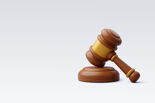 3d Vector Wooden judge gavel and soundboard, Law and fairness concept. Eps 10 Vector.