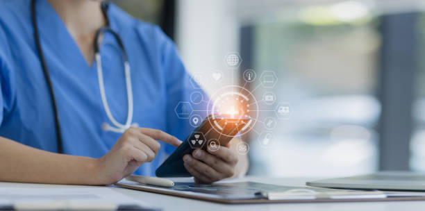 istock Doctor using tablet with medical medical network connection icons. 1675376553